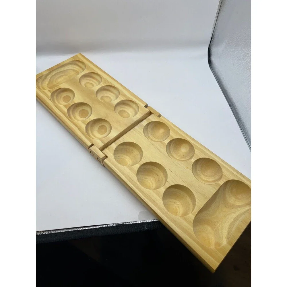 Wooden Mancala Board Game Folding Solid Wood Kalah Board Only